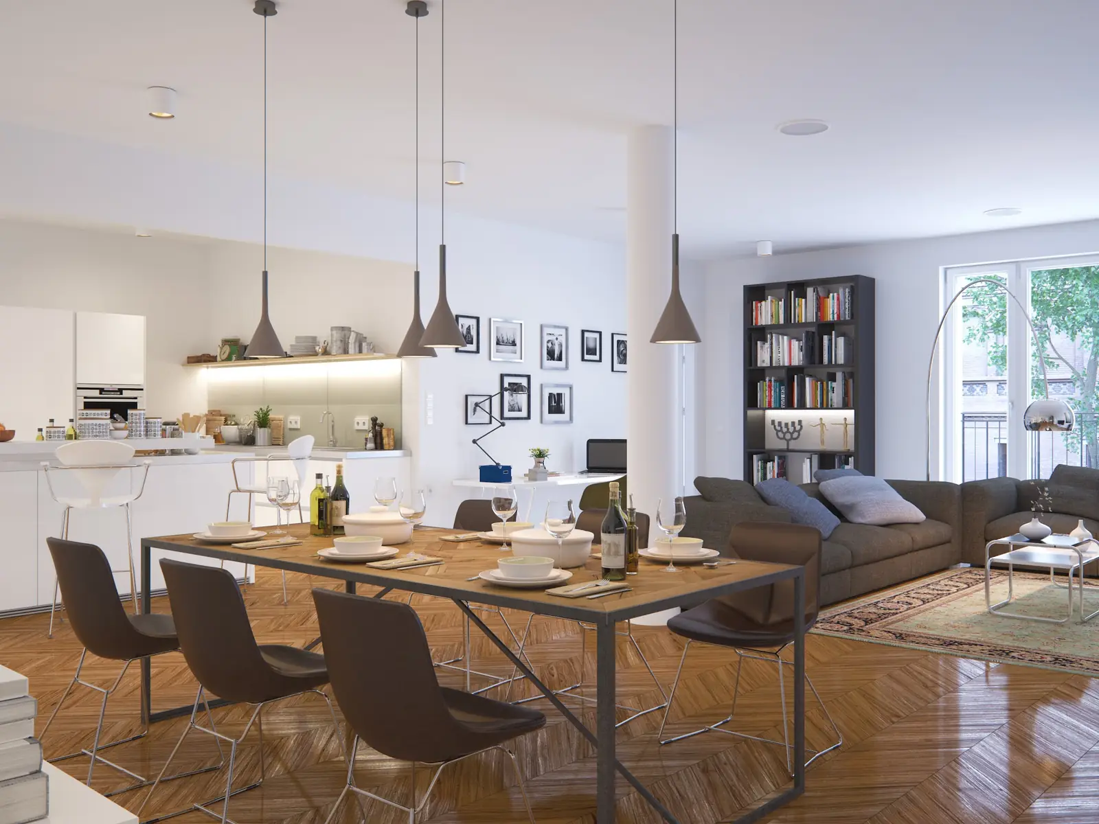 Paris kitchen open to the living room